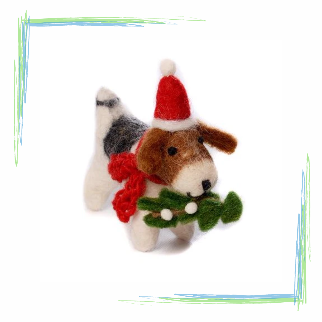 Amica Fox Terrier with Mistletoe