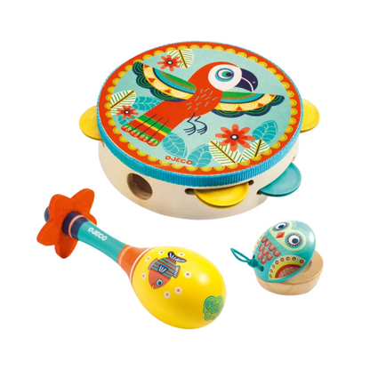 Djeco Animambo - Set of 3 Instruments (tambourine, maracas, castanet)