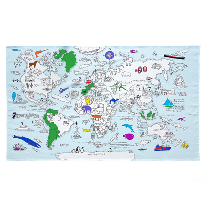 Eat Sleep Doodle - World Map Colour-In Tablecloth