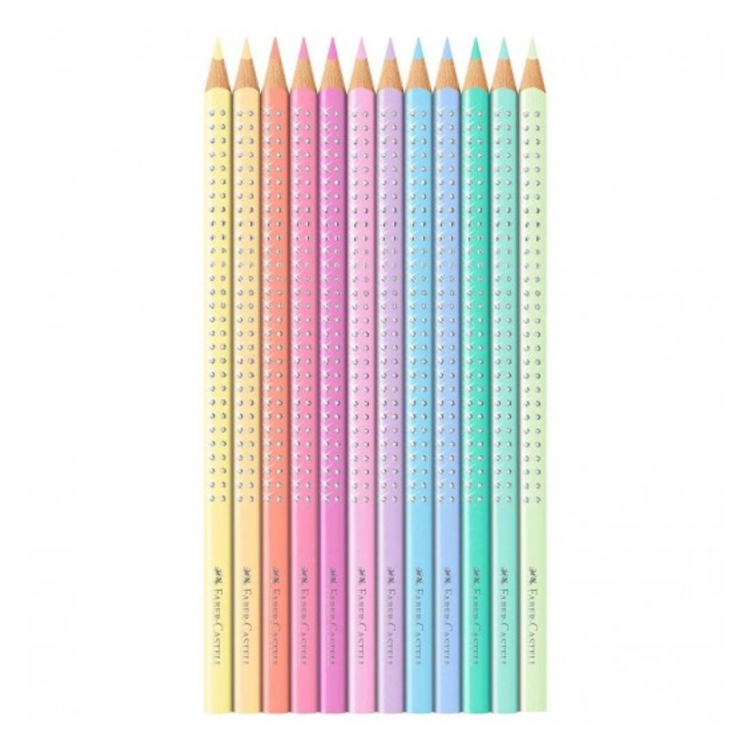 Faber Castell Sparkle Pastel Pencil Tin Of 12