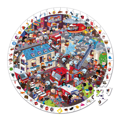 Janod Round Jigsaw Puzzle Firemen - 208 pieces