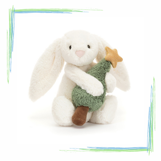 Jellycat Bashful Bunny with Christmas Tree