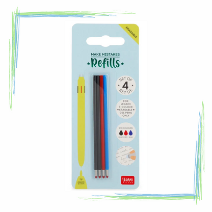 Legami Refills for 3-Colour Erasable Gel Pens - Set of 4