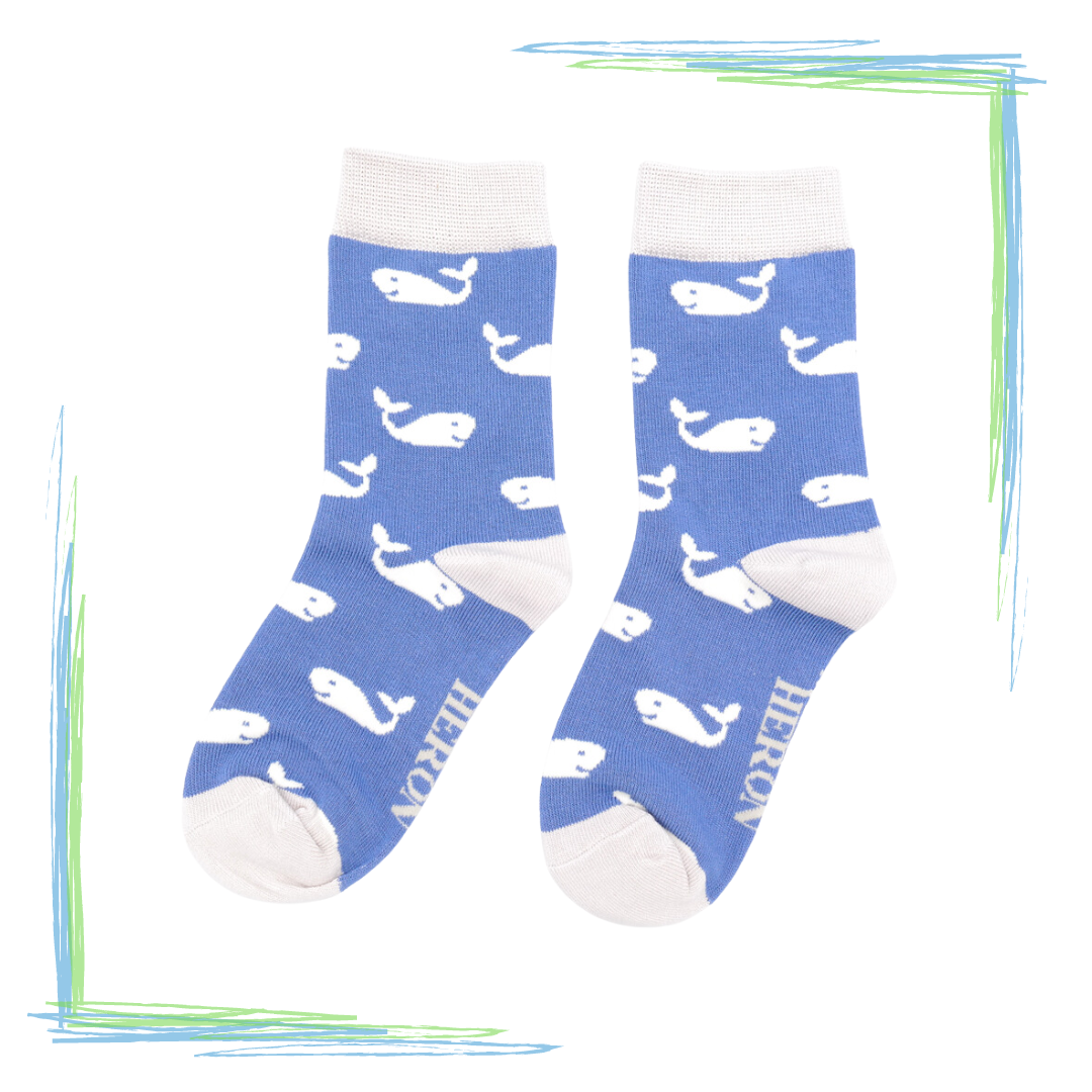 Miss Sparrow Socks - Whales Blue