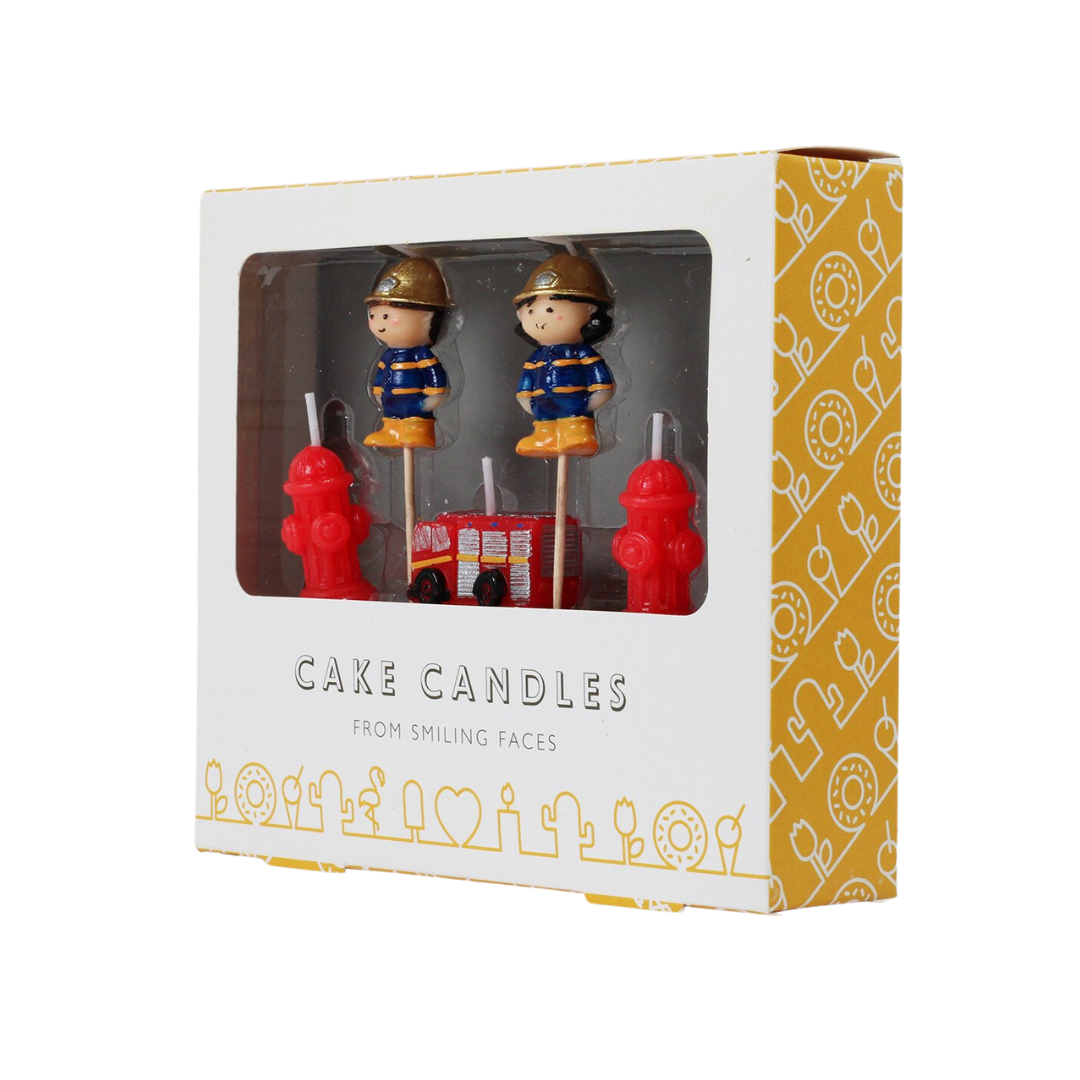 Smiling Faces Firefighter Candle Set